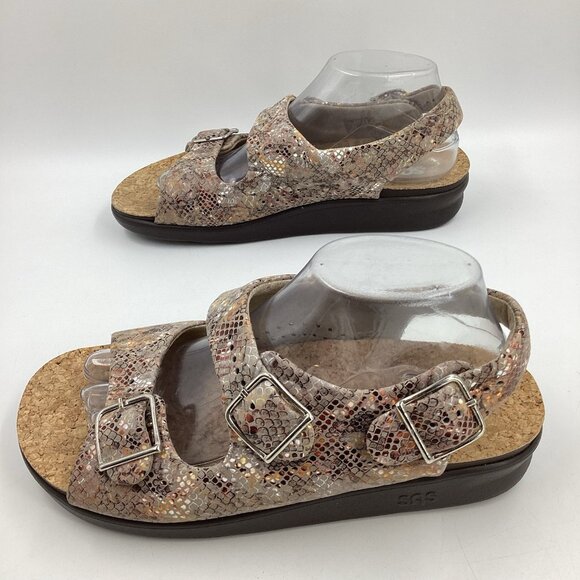 SAS Women's Relaxed Heel Strap Sandal Multisnake Taupe Walking Comfort Sz 9.5 W - Picture 4 of 11